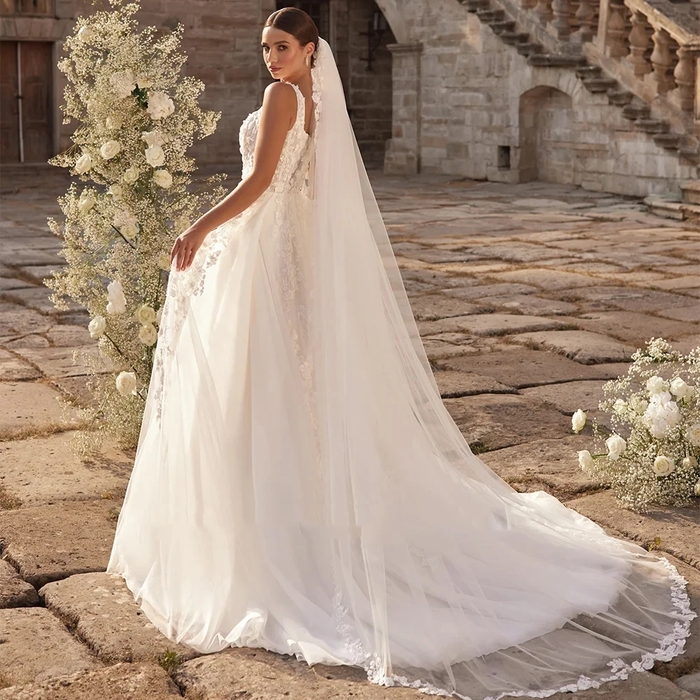 Suknie ślubne bez ramiączek z rozcięciem bocznym, bez rękawów, w kolorze kości słoniowej, koronkowe suknie ślubne, tren dworski, Vestido De Novia, wykwintna nowa suknia letnia