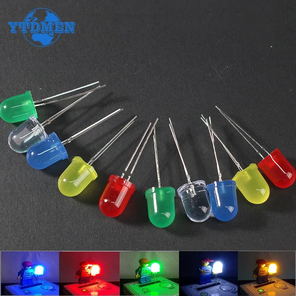 20 pz/50 pz 10 MILLIMETRI Diodo LED F10 Diodi Emettitori di Luce Kit Assortiti Bianco Rosso Verde Blu Giallo Componenti Elettronici FAI DA TE