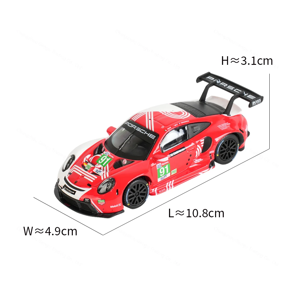 Bburago 1:43 Porsche 911 RSR LM 2020 Static Die Cast Vehicles Collectible Model Racing Car Toys Acrylic Box