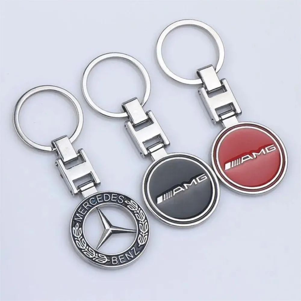 3D Metal/Leather/Nylon Car Badge Keychain Braided Key Lanyard Key Rings For Mercedes Benz AMG W124 W202 W203 W204 W210 W211 W212