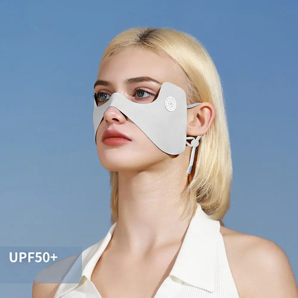 Máscara de seda de gelo para mulheres e meninas, lenço facial, proteção ocular, protetor solar, manchas oculares, monocromático, proteção UV, verão