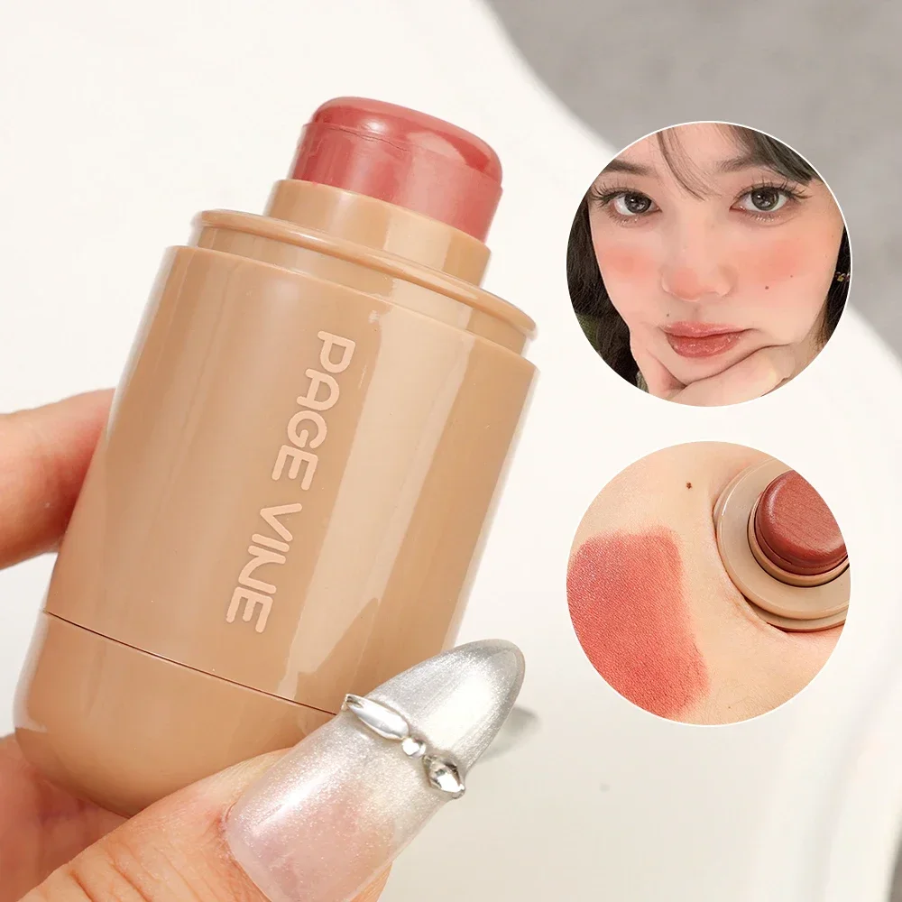 Waterproof Blush Stick Waterproof Brighten Face Contouring High Pigment Moisturizing Silky Blush Cream Cheek Lip Tints Cosmetics