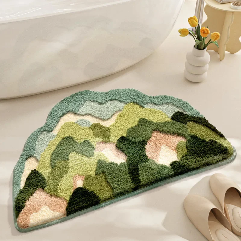 Flower Shaped Cute Bathroom Mats Carpets Microfiber Tufted Mat Cute Luxury Fluffy Thick Rugs High Low Plush Irregular Carpets