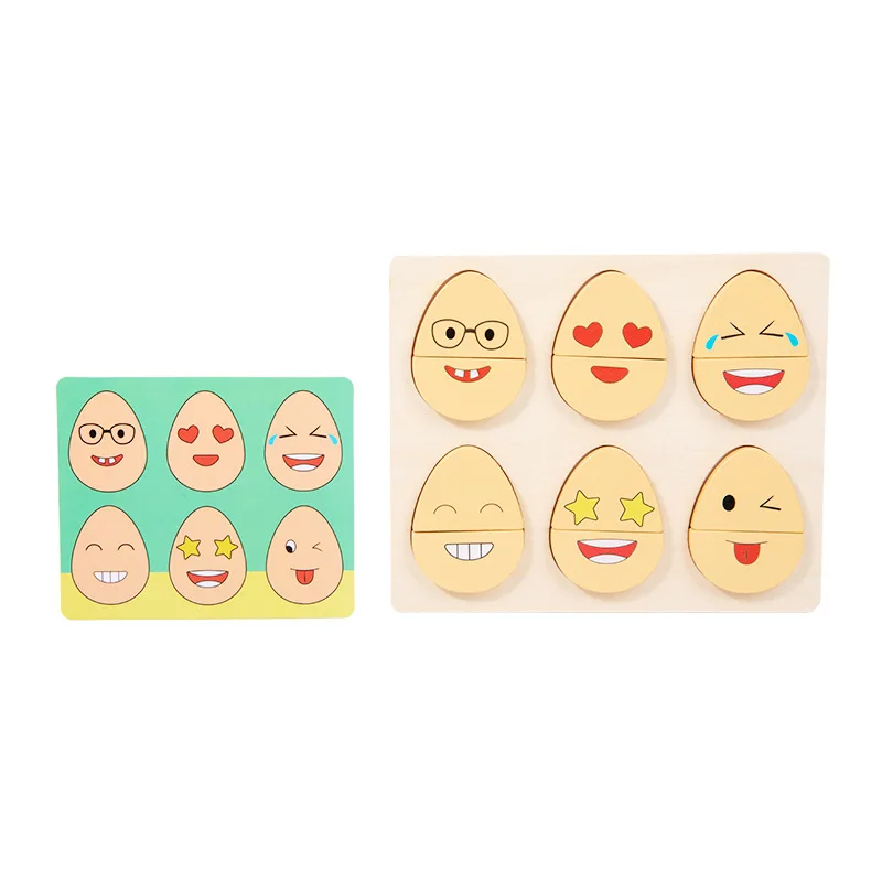 Bloc d'expressions faciales en bois Montessori, jeux éducatifs pour enfants d'âge préscolaire de 3 ans et plus