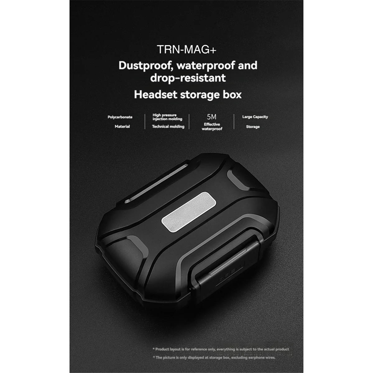 A57G-Caixa de armazenamento de fone de ouvido, grande capacidade, à prova de poeira, à prova d'água, à prova de choque, transparente, preta