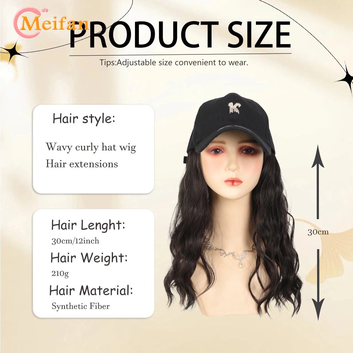 Synthetic Hat Wig Long Wavy Curly Wig With Baseball Hat For Women Beginners Friendly Heat Resistant Natural Looking Daily Use