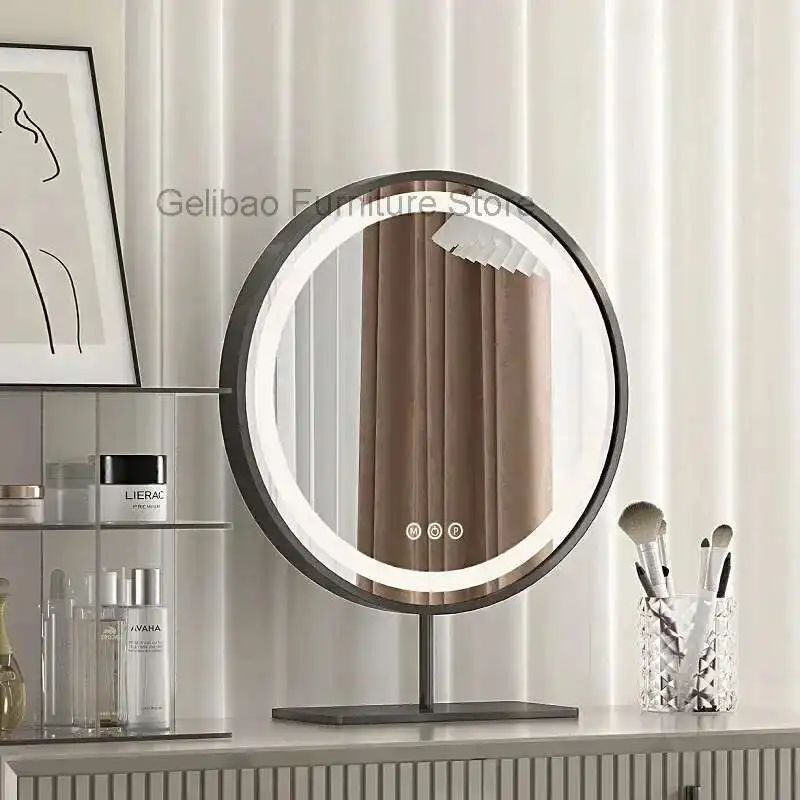 

Room Home Decoration Golden Simple Mirrors LED Rotatable Bedroom Espejos Adhesivo De Pared Dresser Vertical Decorative Mirror