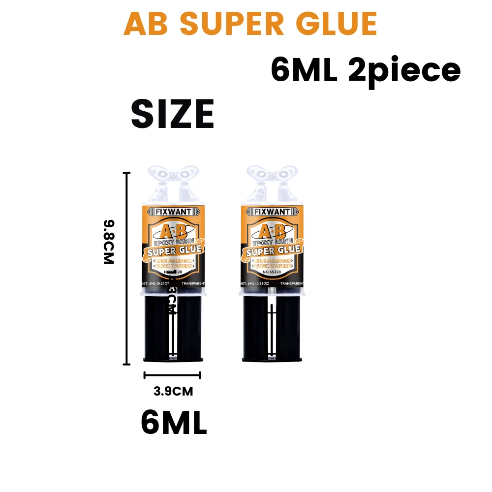 Epoxidharz-AB-Kleber, transparent, hochfest, wasserfest, vielseitig einsetzbar, hitzebeständig, Metall, Keramik, Glas, Klebstoff, 6/25 ml