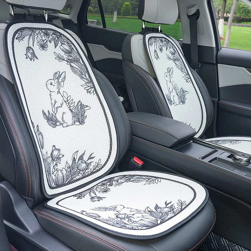 

New Cartoon Car Seat Cushion Pad Full Set Breathable Ice Silk Summer Car Seat Cover Protector Mat Dustproof Interior Accessories