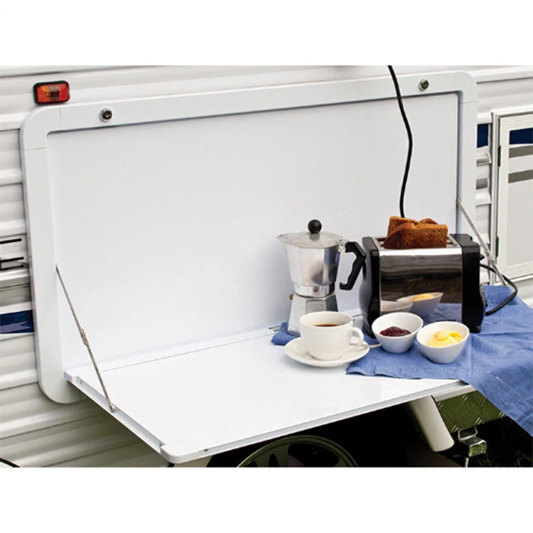 RV Picnic Table White Camper Van Picnic Table 1000*450mm Folding Dining Table for Caravan Travel