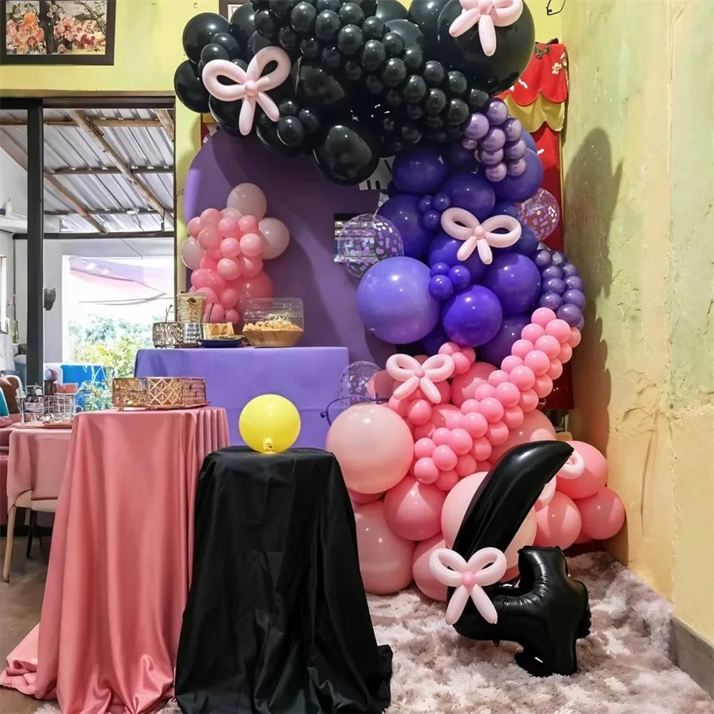 30 قطعة بالونات سوداء باللون الأرجواني الداكن والوردي مقاس 12 بوصة بالونات قصاصات أرجوانية معدنية داكنة للفتيات زينة أعياد الميلاد والهالوين