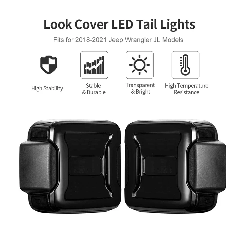 2x LED Tail Lights W/Break Reverse Turn Signal Lamps For 2018-2021 Jeep Wrangler JL