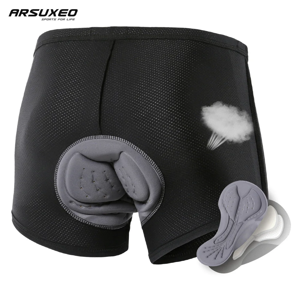 

ARSUXEO Men Cycling Underwear Cycling Shorts Bicycle Compression Tights Underpants Shockproof Gel Padded Underpants