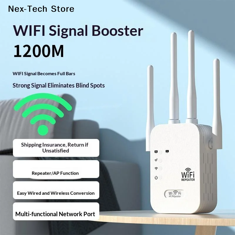 [NT] Extensor de Sinal WIFI Branco 1200Mbps, Repetidor WIFI Sem Fio, Rede Dual-band 5G 2.4G, Amplificador de WIFI 802.11ac