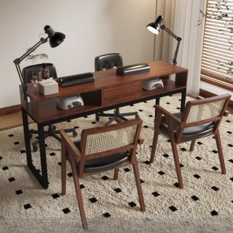 

Chairs Workstation Nail Desk Adjustable Wooden Equipment Modern Nail Desk Beauty Corner Mesa Manicurista Salon Furniture