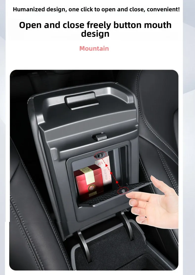 Für Tesla Modell 3 2017 2018 2019 2020 2021 2022 2023 Auto Center Konsole Aufräumen Tablett Armlehne Fall Versteckte Lagerung box Zubehör – Detail 9