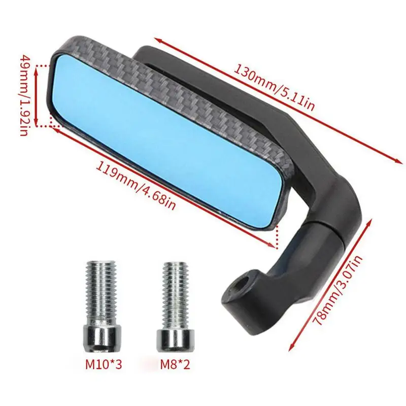 Motorcycle Hand Bar End Mount Clamp Rearview Mirrors Motorcycle Handlebar End Mirror Universal Adjustable Wide Angle Side Mirror