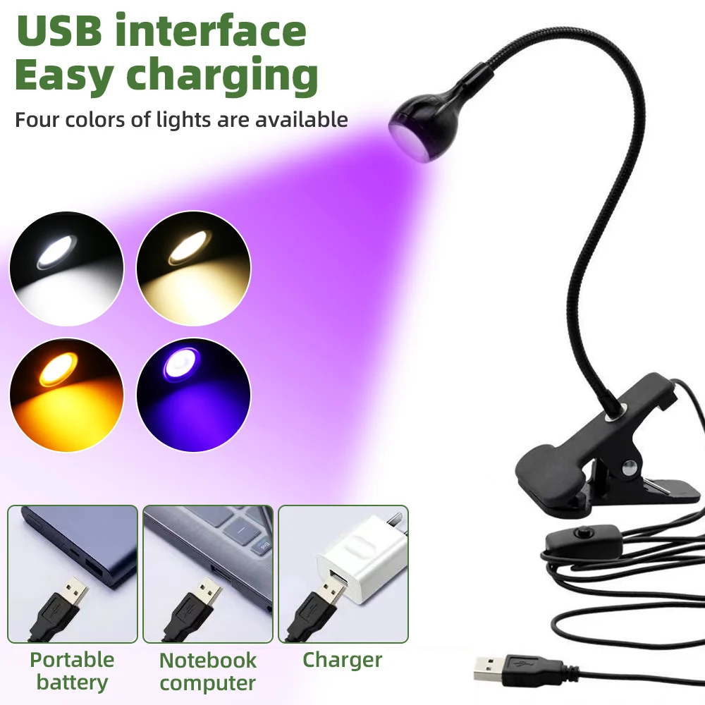 Uv Led Curing Ultraviolet Mini Curing Light Dryer Uv Led Flexible Clip-on Table Lamp USB Gel Curing Manicure LED Nail Light
