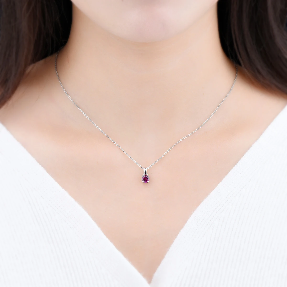 Hutang – pendentif rond en argent 925 avec grenat Rhodolite, 5mm, chaîne en argent Sterling massif 925, bijoux fins, simples et élégants