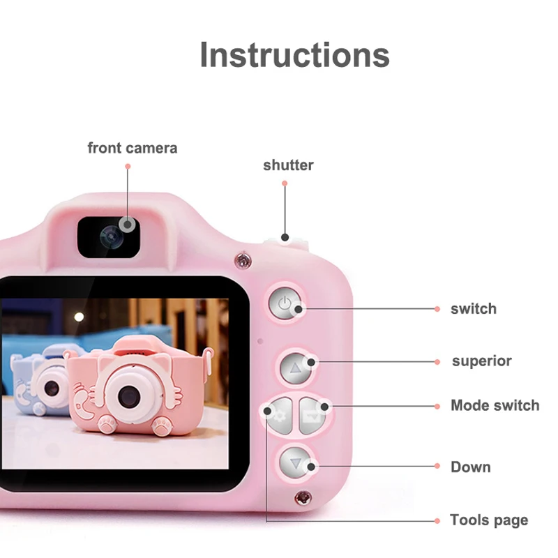 2024 Upgraded Mini Camera Cute Cartoon Children’s Camera Fun HD Dual Camera Rechargeable Camera Best Birthday Gift