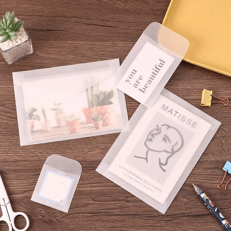 50pcs Blank Translucent Envelope for Message Cards Wedding Business Invitation Card Storage Jewelry Packaging Gift Packaging Bag