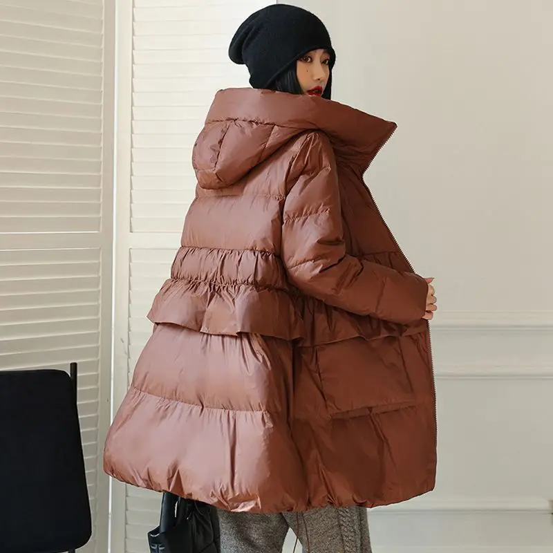 Woman Clothes Down White Duck Jacket Female Mid-Length Style Loose  Coats Fashion  Thick Warm s  G793