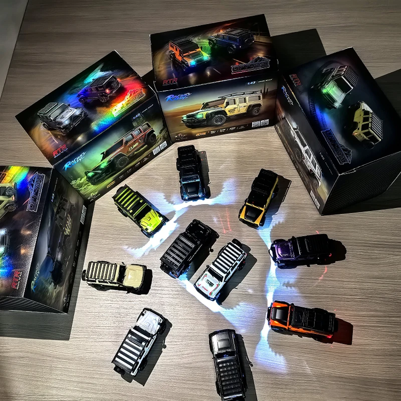 HuangBo 1:43 Scale 4WD RC Rock Crawler Full Proportional RC Off Road Dual Car Shells Shock Absorption Jeep For Kids Collectors
