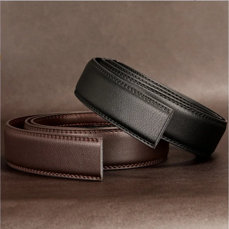 ‌ Cinto de couro genuíno masculino com alça ajustável de 3,5 cm de largura - cinto de moda de camada dupla para tamanho grande - sem fivela cintura de designer