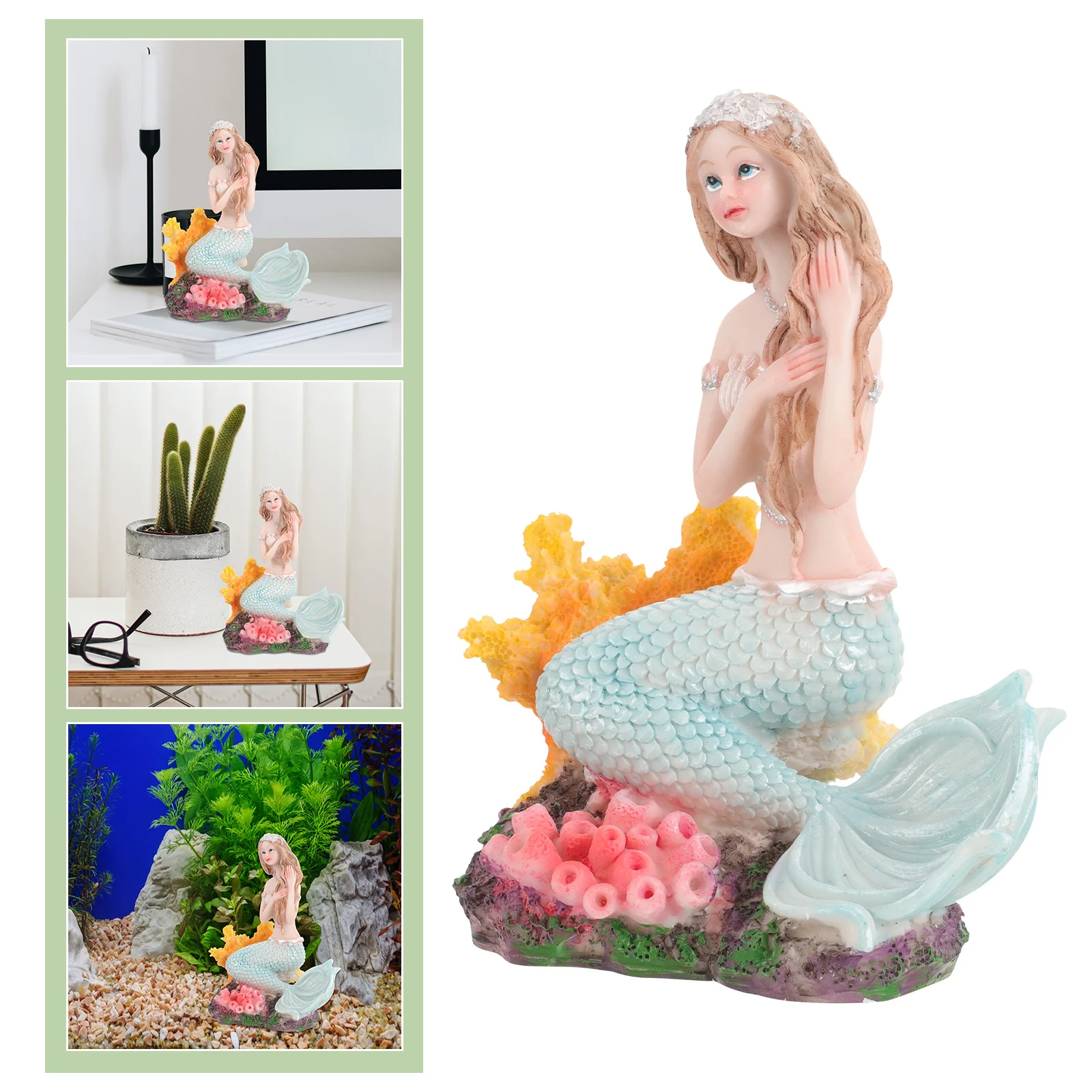 

Premium Mermaid Sculpture Decor Detailed Underwater Mermaid Craft for Aquarium Sand Table Car Interior Decorative Use