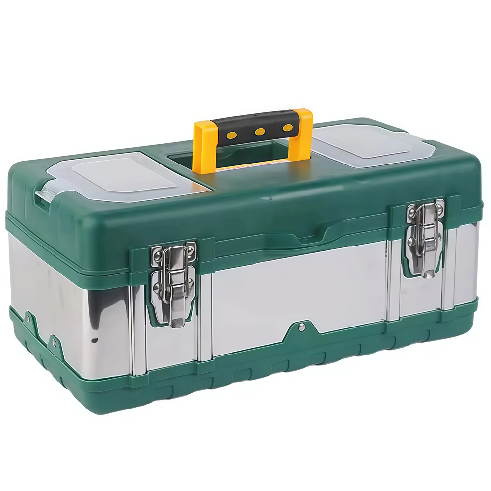 صندوق تخزين الأدوات مقاس 17 بوصة مزود بمزالج معدنية - شديد التحمل للكهربائيين والمنزل ورشة عمل #1