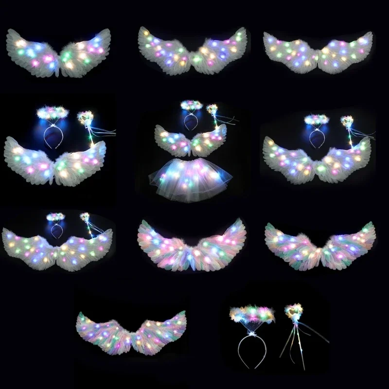 Angel Fairy Wand Headband Angel Wing Costume Accessory for Birthday Party Halloween Cosplay Christmas Angel Prop R7RF