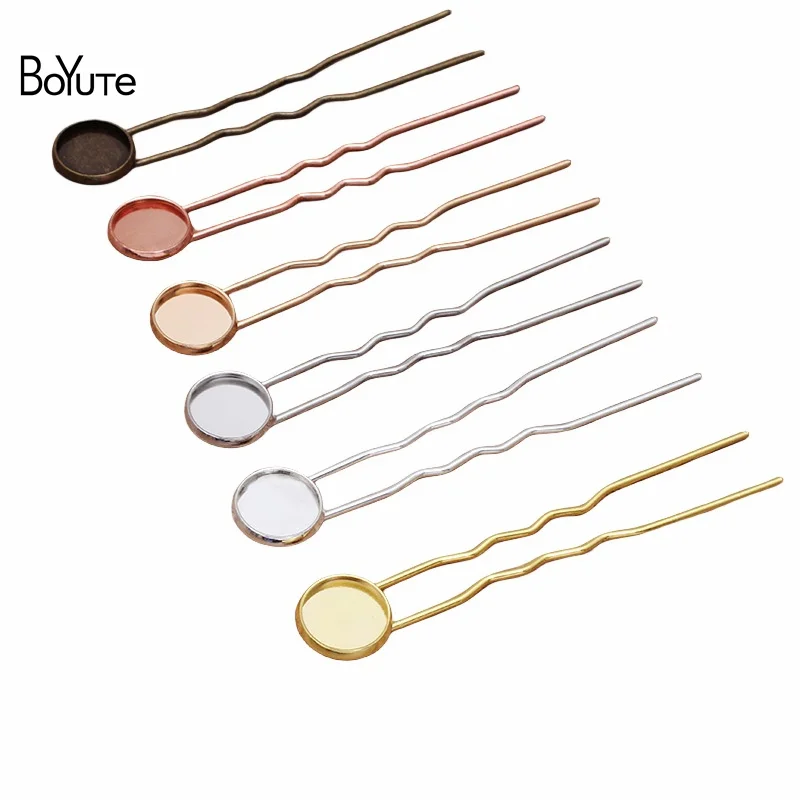 BoYuTe (50 Pieces/Lot) Fit 10-12-14-16-18-20MM Cabochon Blank Hairpin Base Factory Direct Sale Diy Hair Accessories