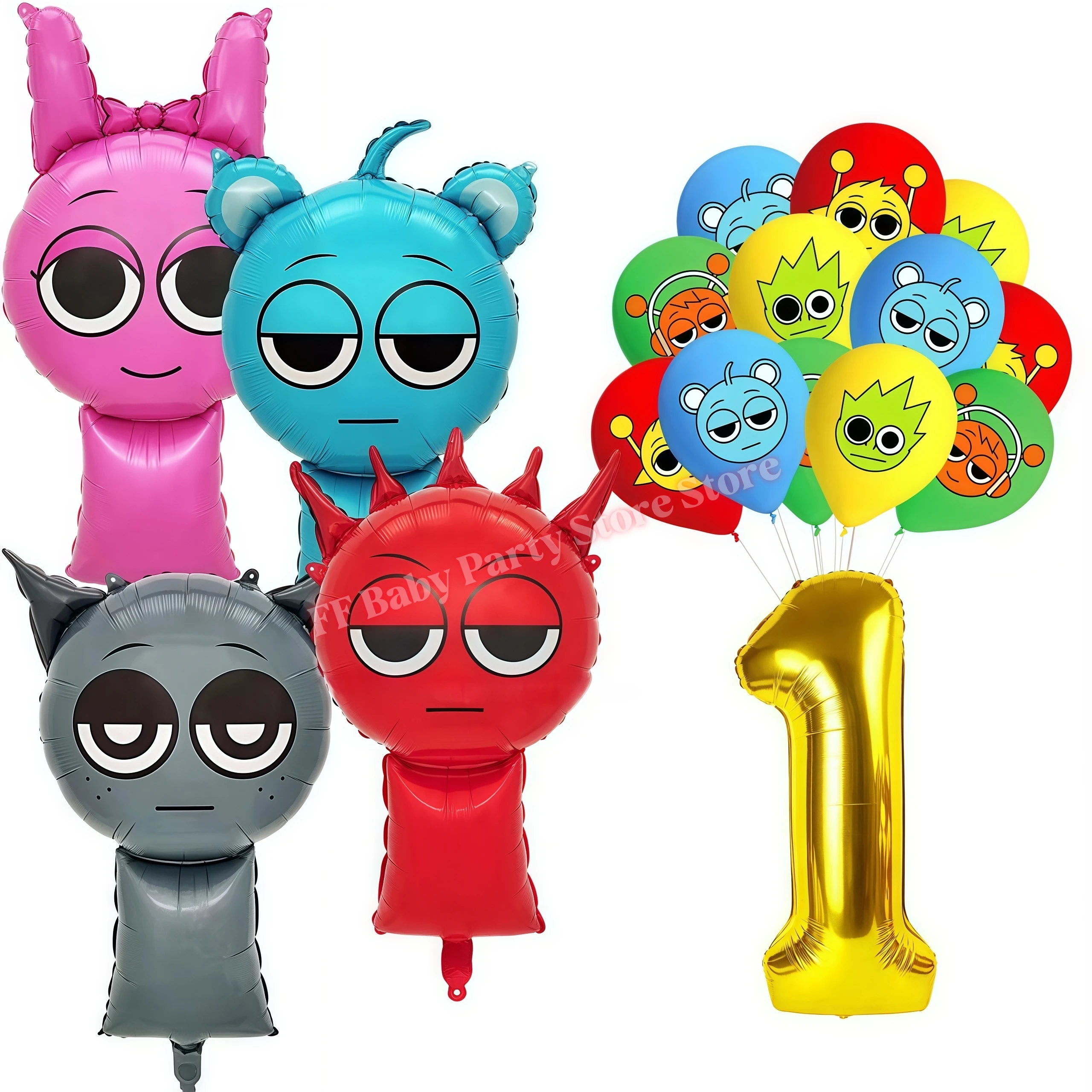 Sprunkis Geburtstagsparty-Dekorationsset Ballons Teller Becher Servietten für Jungen Mädchen Party-Geschenke Babyparty Kinder-Event-Zubehör – Detail 31