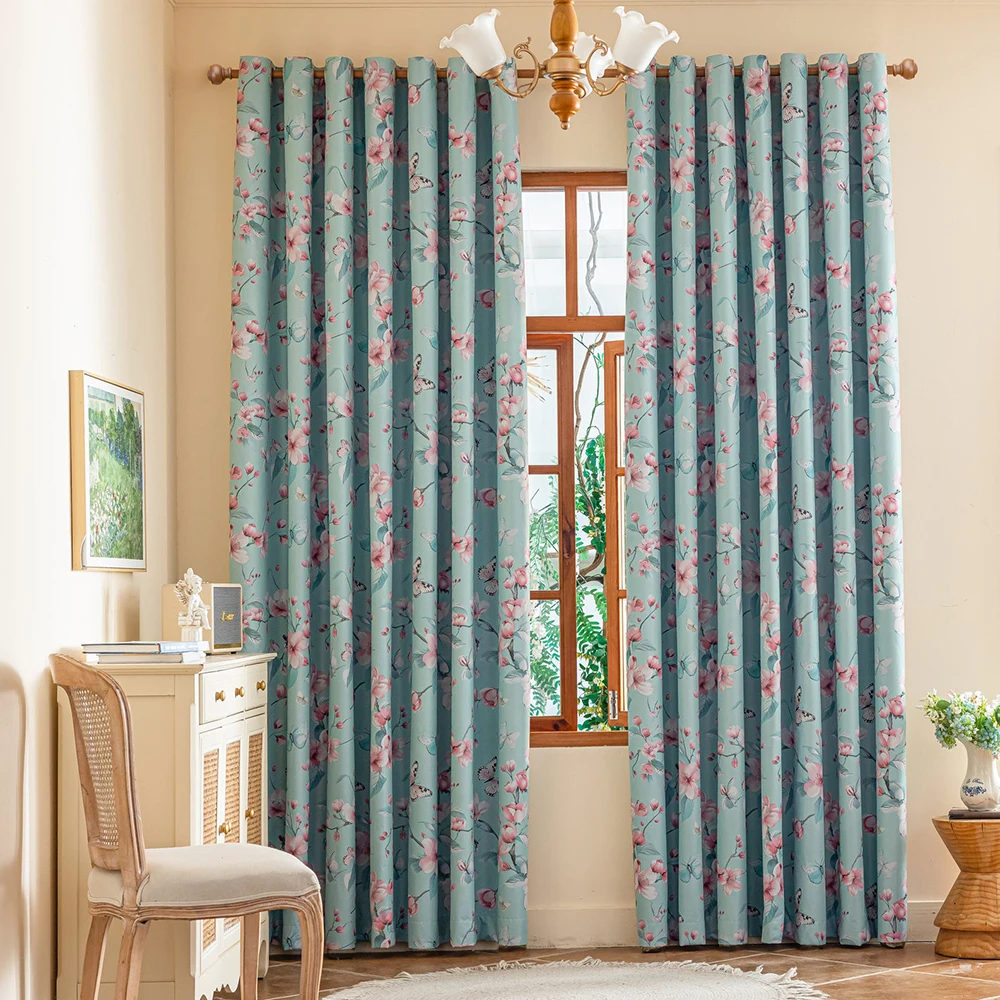 1 Piece, European-Style Watercolor Printed Blackout Curtains, Exquisite Printed Design, Fade-Resistant, Eyelet Top, Easy to Install, Lightweight and Soft, Black Coating Lining, 100% Blackout Effect, Privacy Protection, Polyester Material, Washable, Suitable for All Seasons, Darkens the Room, Ideal for Those Who Like to Nap, Suitable for Bedrooms, Living Rooms, Offices, Kitchens, Dorms, Parties, Outdoor Patios
