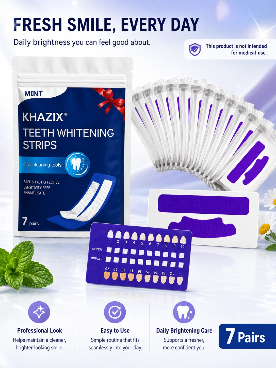7 pairs Dental Care Strips Oral Hygiene Teeth Patch Fresh Breath Mouth Cleaning Strips for Daily Use view 5