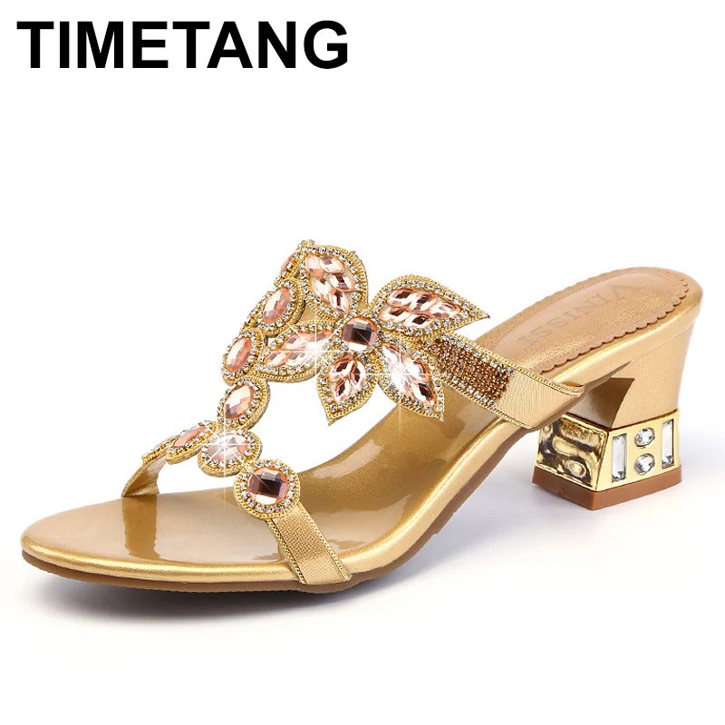 

Summer Shiny Comfort Luxury Design Women's Rhinestones Sandals Fashion Crystal Square High Heels Banquet Party Shoes