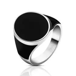 Wholesale Genuine 925 Sterling Solid Silver Men Ring Wedding Fashion Rings Black Enamel Handmade Ring