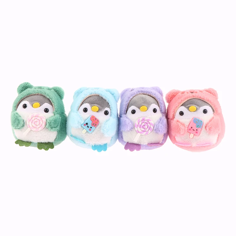 Llavero colgante de peluche Kawaii de 10cm, muñeco de pingüino de travestis cruzado de expresión linda, muñeco de peluche, regalo de juguete colgante, nuevo