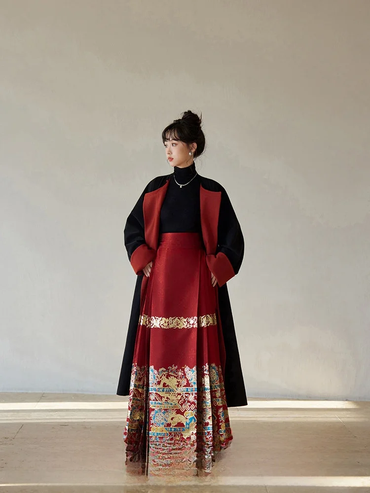 

Оригинальное июля, вечерняя юбка Hanfu Dragon Dance Flower Adow Ming Dynas eup, имитация хвоста, многоцветная юбка для поездок на работу