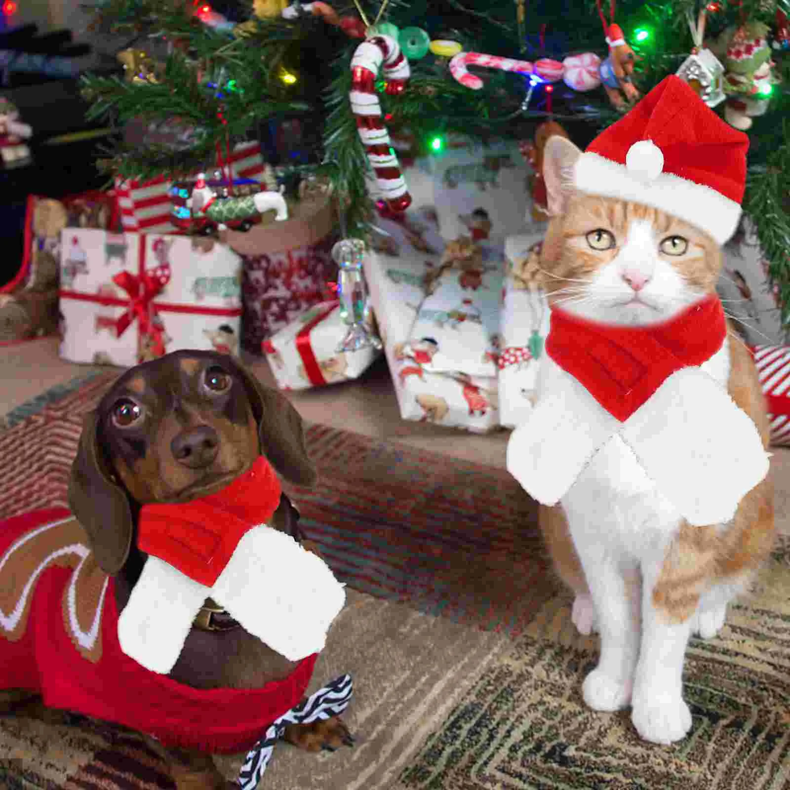 

Decorations Pet Hat Kit Christmas Costumes Scarf Cat Xmas Accessory Dog Clothes Suits