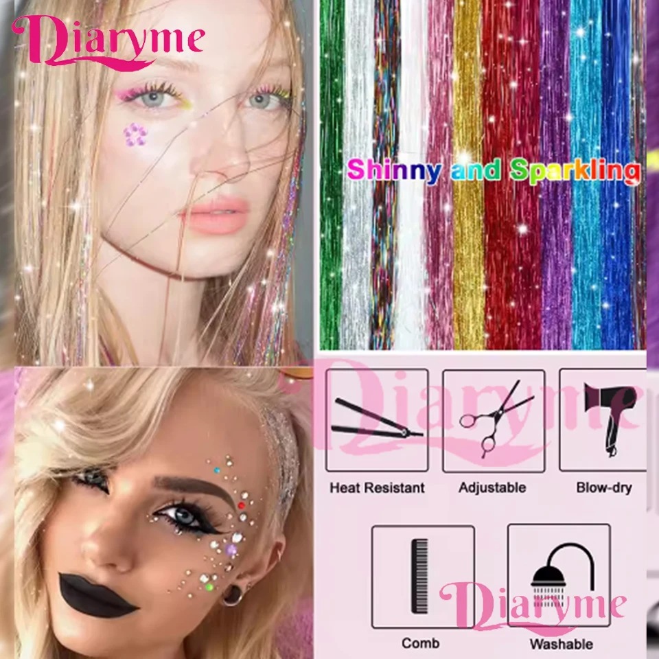 120 سنتيمتر قوس قزح الملونة لامعة الحرير إكسسوارات الشعر المرأة مضفر اكسسوارات وصلات شعر شرائط الترتر الزخرفية #1