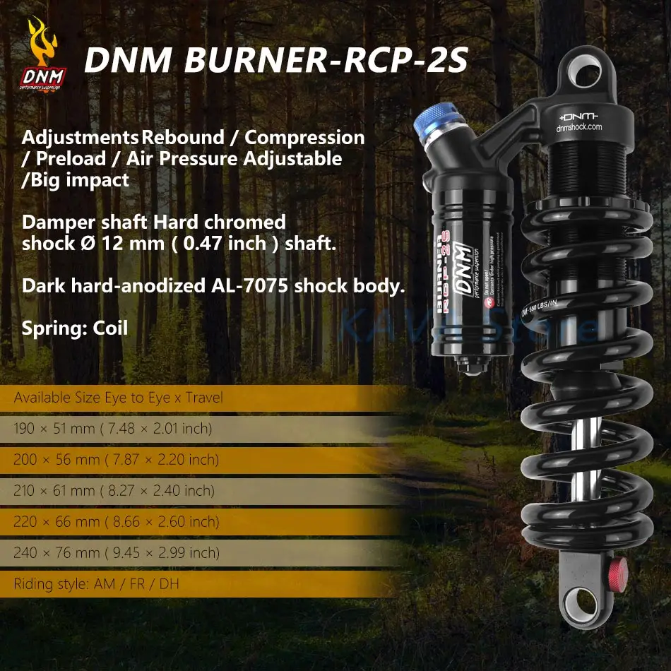 DNM RCP2S Adjustable Air Suspension Bicycle Shock Absorber Mountain Bike Rear Suspension Spring Shock Mtb Downhill DH Rear Shock