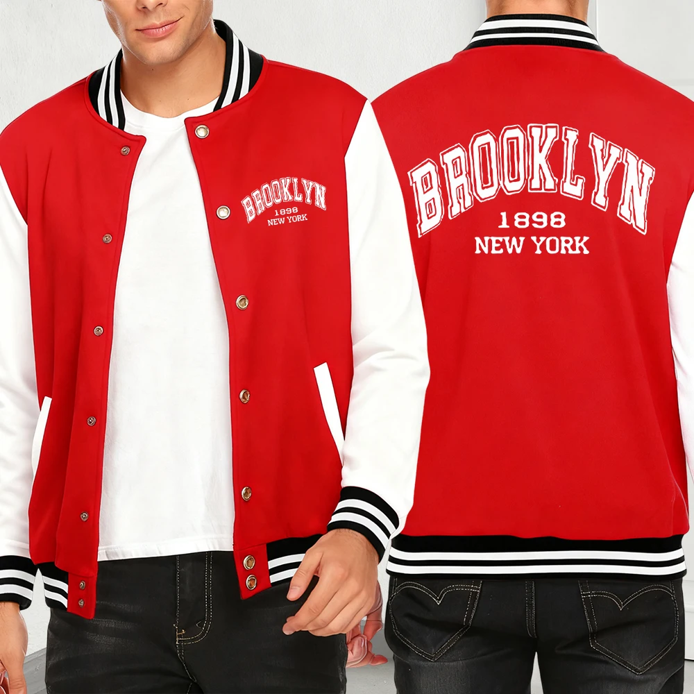 

Brooklyn New York 1898 Print Jackets Men Hip Hop Loose Fleece Y2K Coat Autumn Fashion Clothes Casual Personality Unisex Jacket
