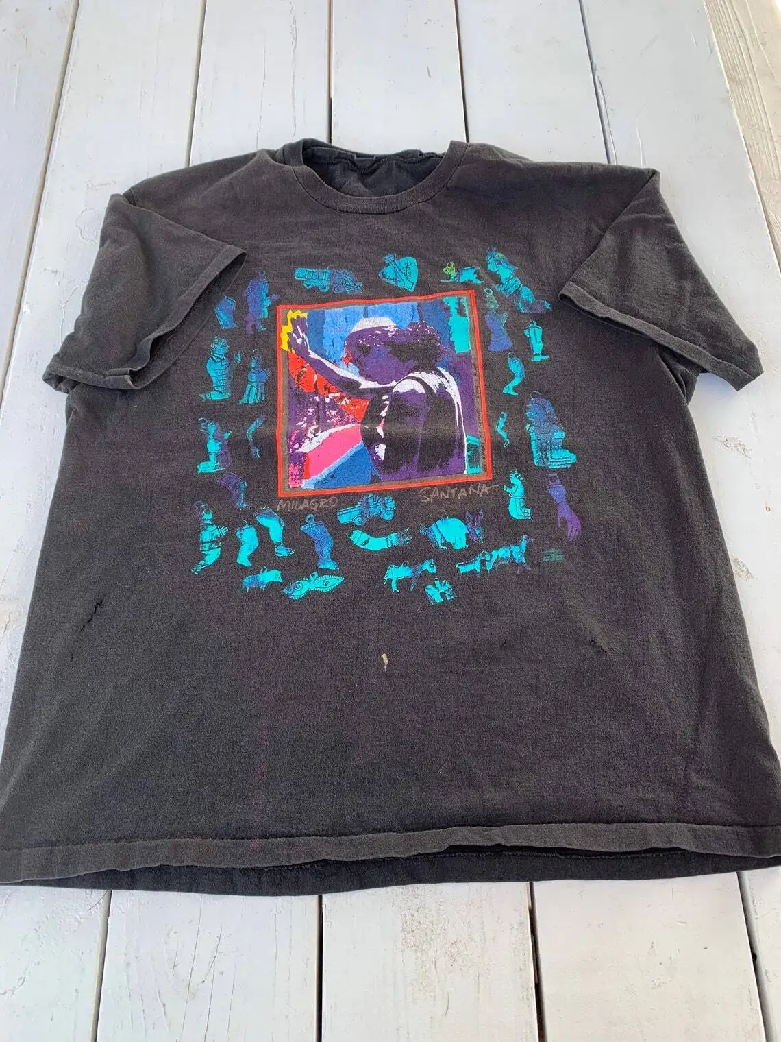 

Remake 90s Carlos Santana Milagro 1992 concert tour, rock music TE7907