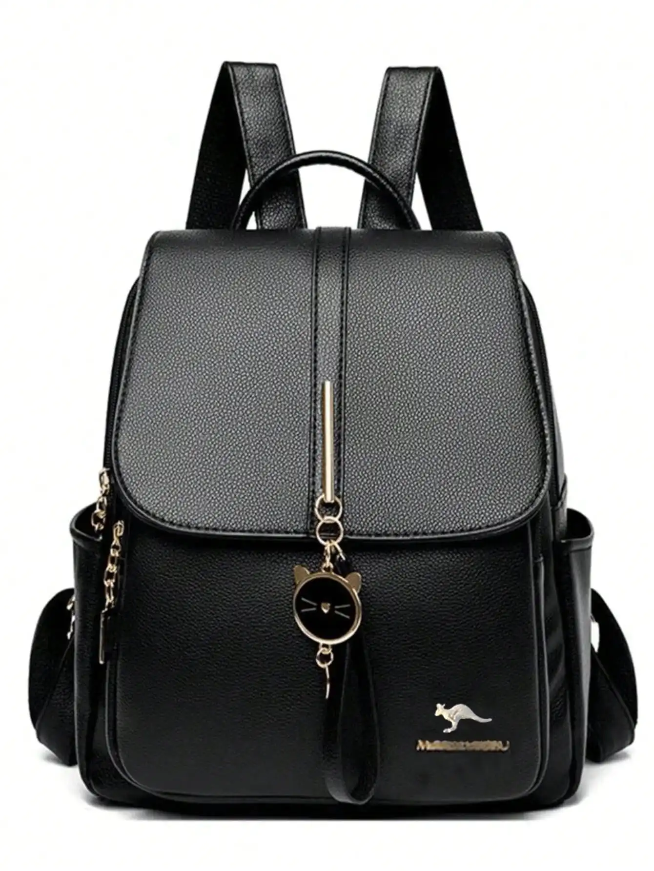 2024 Retro Preppy Rucksack – großes Fassungsvermögen, Doppelreißverschluss, tierische Metallschnalle, für Jugendliche/Studenten/weiße Kragen