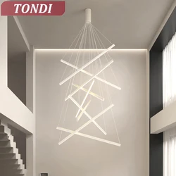 Modern Stair LED Ceiling Chandelier For Living Room Bedroom Duplex Building Hotel Home Decoration Long Indoor Lighting Fixture