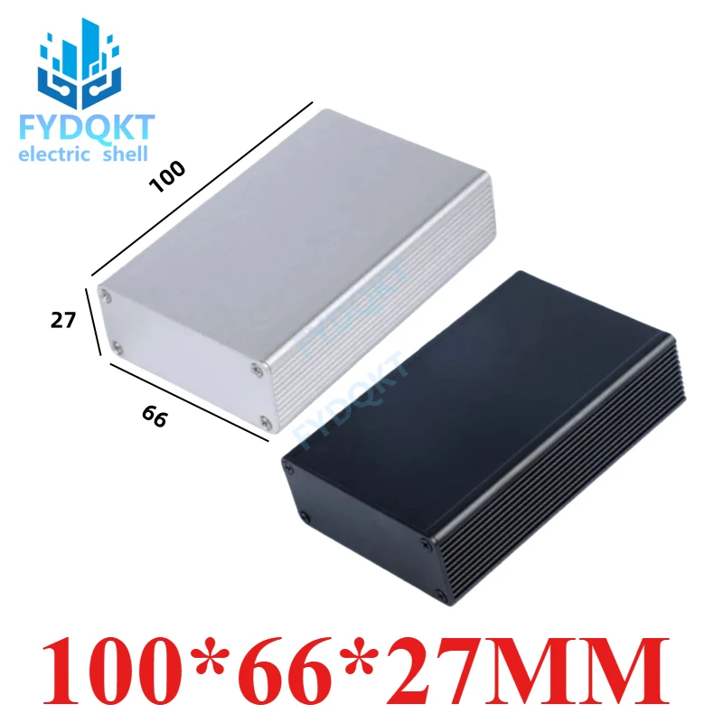 Aluminum Enclosure Case for DIY Electronic Project, PCB Instrument, Metal Box, Silver, 100x66x27mm, 1Pc