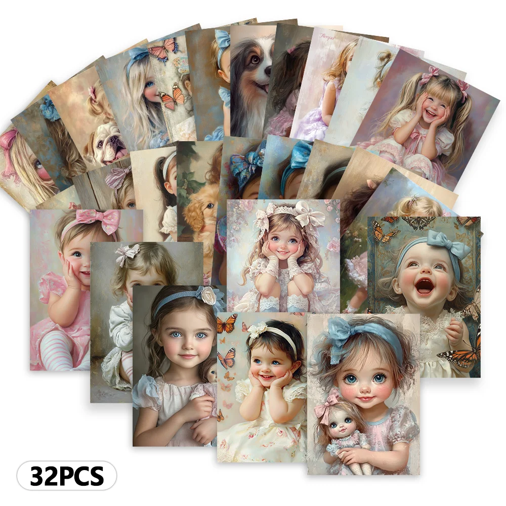 Cartes postales d'illustration Version Q, 32 pièces, cartes de décoration de salon à thème Adorable, papier cartonné épais, haute qualité
