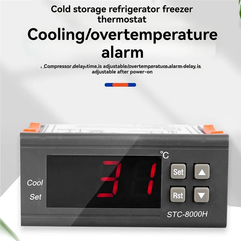 STC-8000H Seafood Machine Temperature Control Cold Storage Cabinet Thermostat Single Cooling Over Alarm-AT30