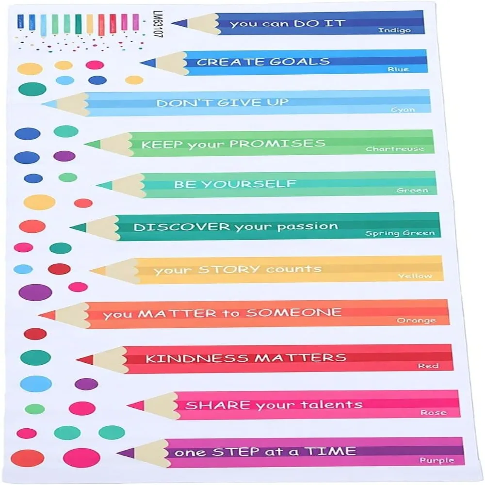 Durable PVC Wall Decals Self-Adhesive Removable Dot Wall Stickers Motivational Design Pencil Wall Stickers For Playroom
